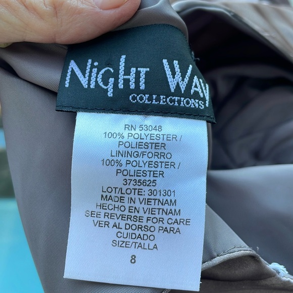 Night Way metallic silver satin gown with train - Picture 7 of 9